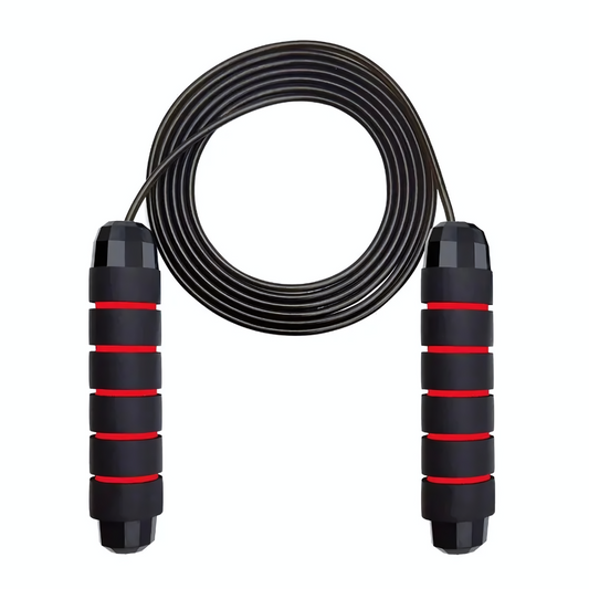 Corde à sauter BrutRope noire avec poignées antidérapantes et bandes rouges. Idéale pour cardio, endurance et entraînement musculaire complet.